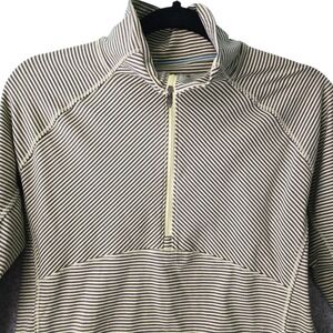 Columbia Omni-Wick Quarter Zip Pullover Lime Green Grey Striped Womens XL Top